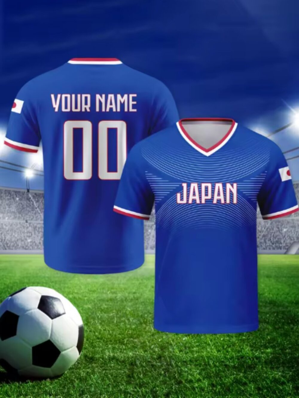Samurai Blue Style Soccer Jersey - V-Neck Performance Tee